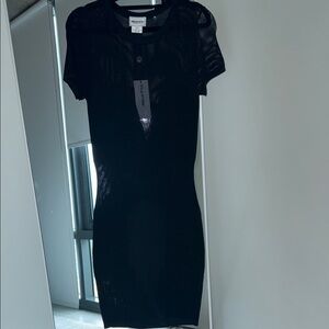 American Retro 0 Bodycon Elegant Black Knit Dress